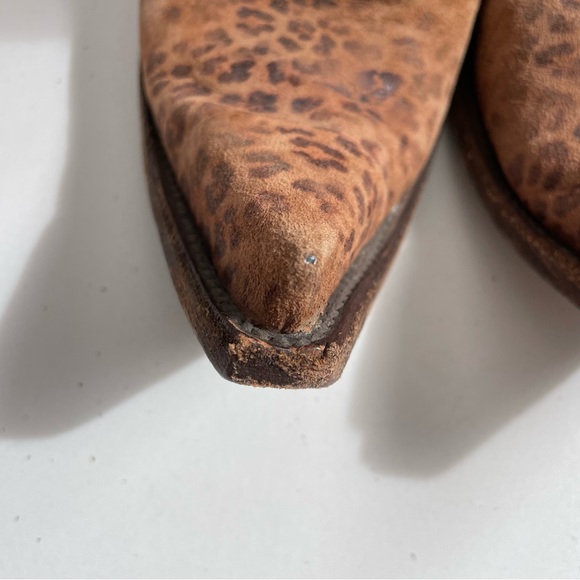 Old Gringo Boots Leather Cowboy Western Animal Leopard Print Pointed Square Tan - Picture 15 of 16